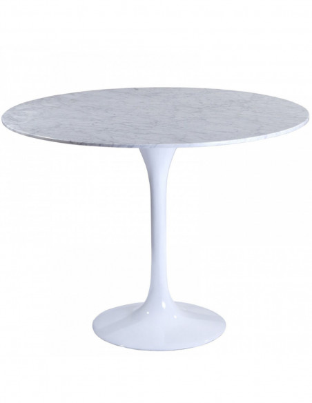 Mesa TUL, fibra de vidrio, mármol blanco, 120 cms de diámetro