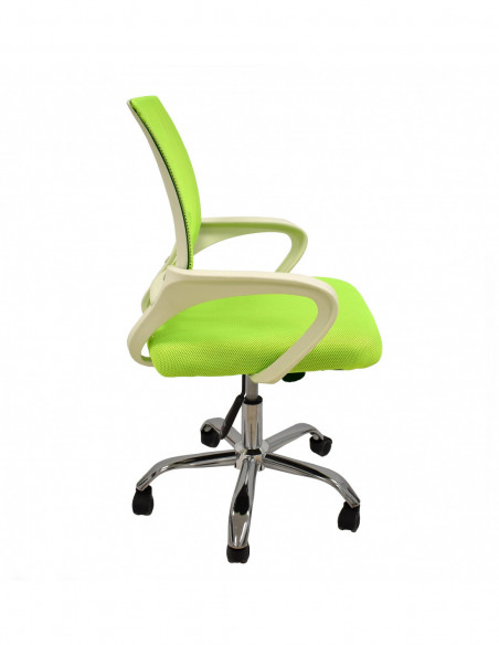 Sillón de oficina FISS NEW, blanco, regulación de altura, basculante, malla y tejido verde