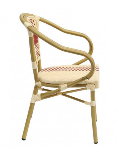 Sillón GARNIER, apilable, aluminio, ratán beige...