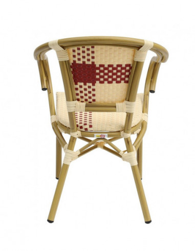 Sillón GARNIER, apilable, aluminio, ratán beige...