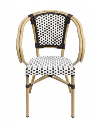 Sillón PARIS, apilable, aluminio, ratán blanco...