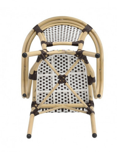 Sillón PARIS, apilable, aluminio, ratán blanco...