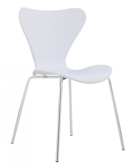 Silla ARNE NEW, apilable, cromada, polipropileno blanco