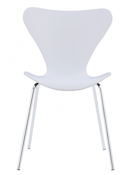 Silla ARNE NEW, apilable, cromada, polipropileno blanco