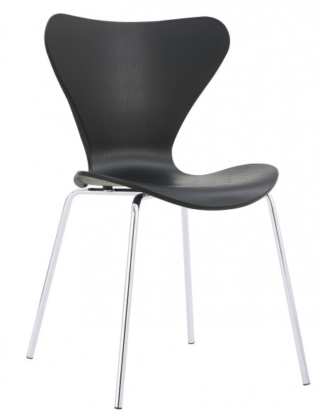 Silla ARNE NEW, apilable, cromada, polipropileno negro