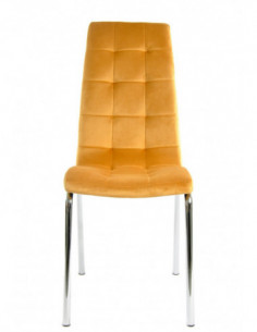 Silla AROA, cromada, tapizada velvet amarillo 2