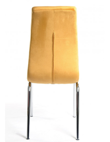 Silla AROA, cromada, tapizada velvet amarillo