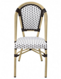 Silla PARIS, apilable, aluminio, ratán blanco y marrón 2