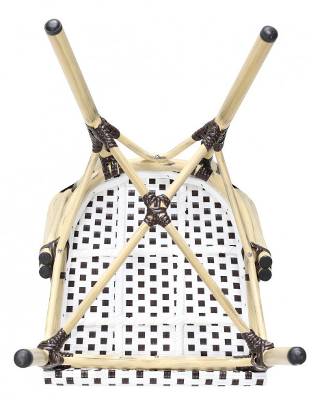 Silla PARIS, apilable, aluminio, ratán blanco y marrón