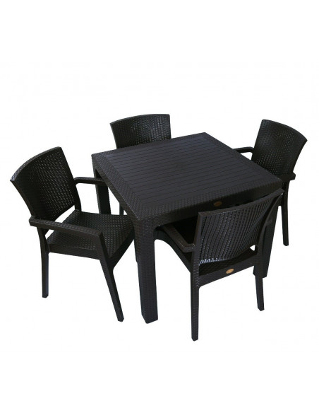 Mesa MIJAS, polipropileno negro, 90 x 90 cms