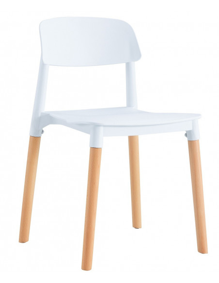 Silla CROSCAT (SU), madera, polipropileno blanco