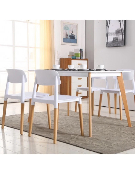 Silla CROSCAT (SU), madera, polipropileno blanco