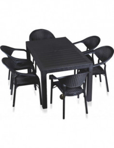 Mesa MIJAS, polipropileno negro, 150 x 90 cms