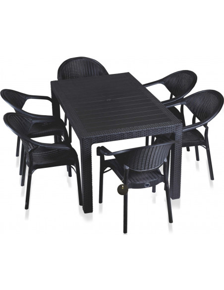 Mesa MIJAS, polipropileno negro, 150 x 90 cms