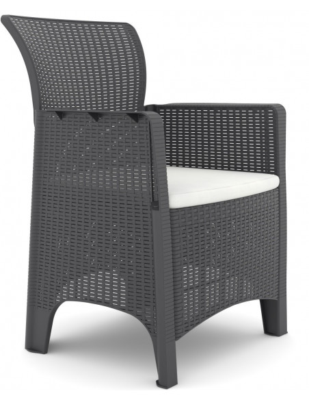 Sillón ILEÓN, polipropileno antracita, cojín beige