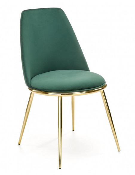 Silla TAVIRA, metal, cromado dorado, tapizado velvet verde oscuro