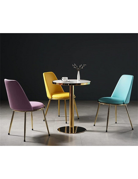 Silla TAVIRA, metal, cromado dorado, tapizado velvet verde oscuro