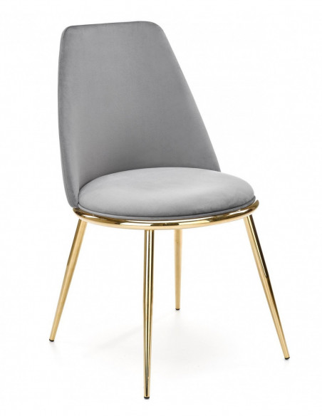 Silla TAVIRA, metal, cromado dorado, tapizado velvet gris