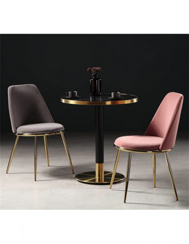 Silla TAVIRA, metal, cromado dorado, tapizado...