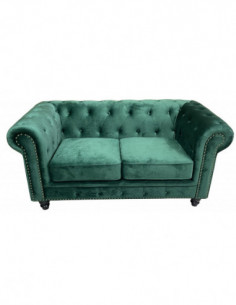 Sofá CHESTER PREMIUM, 2 plazas, tapizado velvet esmeralda