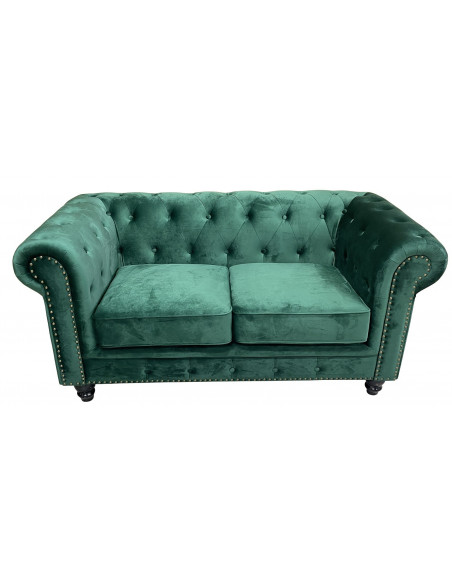 Sofá CHESTER PREMIUM, 2 plazas, tapizado velvet esmeralda