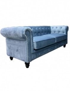 Sofá CHESTER PREMIUM, 3 plazas, tapizado velvet dusky azul 2