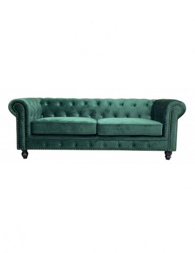 Sofá CHESTER PREMIUM, 3 plazas, tapizado velvet esmeralda