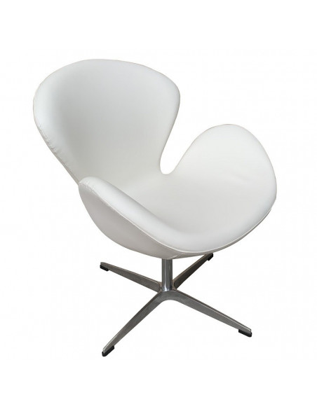 Sillón SW, tapizado en similpiel blanca