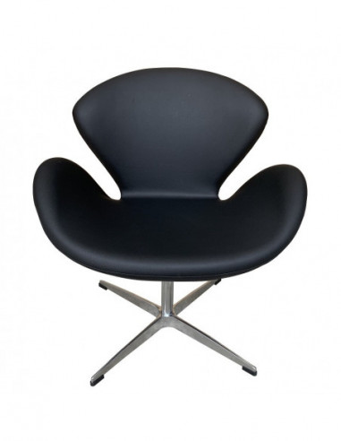 Sillón SW, tapizado en similpiel negra