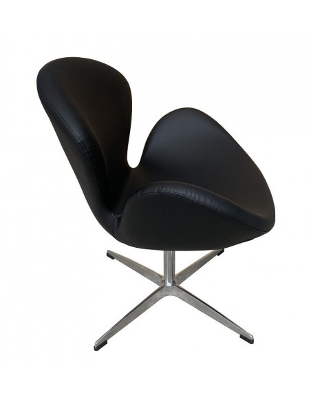 Sillón SW, tapizado en similpiel negra