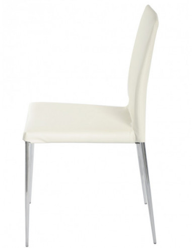 Silla INMA, apilable, metal, similpiel blanca