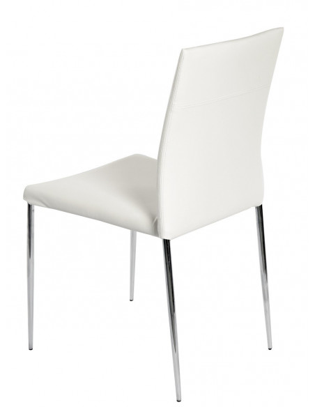 Silla INMA, apilable, metal, similpiel blanca