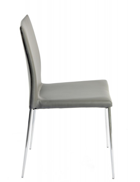 Silla INMA, apilable, metal, similpiel gris oscuro