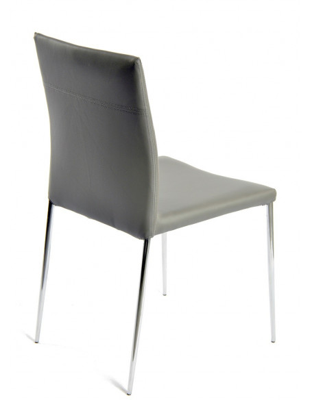 Silla INMA, apilable, metal, similpiel gris oscuro