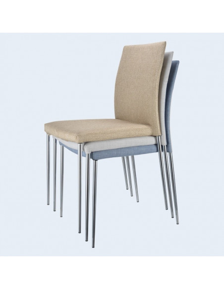 Silla INMA, apilable, metal, similpiel gris oscuro