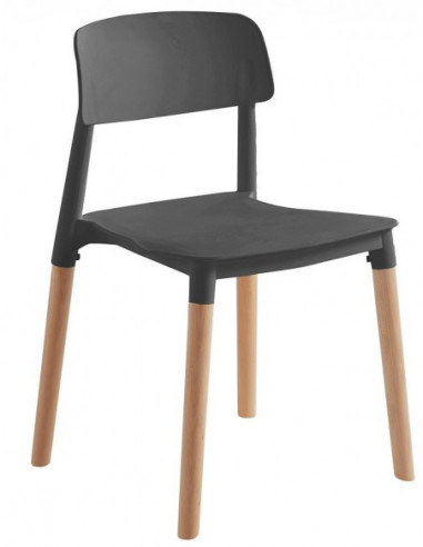 Silla CROSCAT (SU), madera, polipropileno gris oscuro
