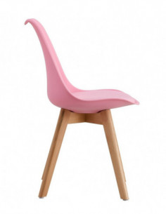Silla TORRE 4P (SU), madera, polipropileno y cojín rosa 2