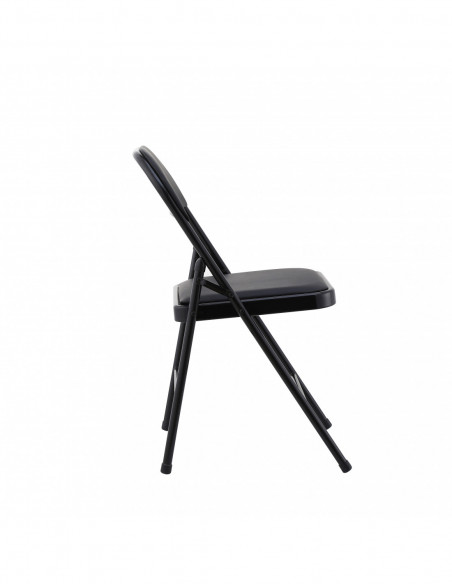 Silla SMART, plegable, metal, epoxi negro, vinilo negro