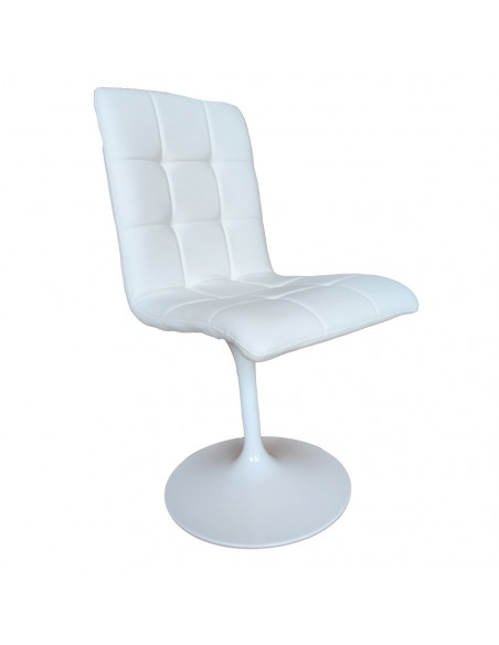 Silla IVONNE, metal blanco, tapizado similpiel blanca