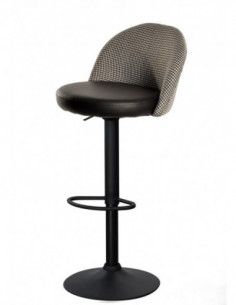 Taburete ETNA, regulable, metal negro, tapizado pata de...