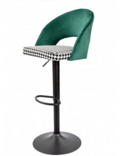 Taburete TEIDE, regulable, metal negro, tapizado verde...