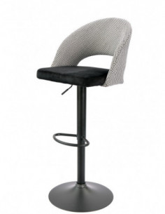 Taburete TEIDE, regulable, metal negro, tapizado pata de...