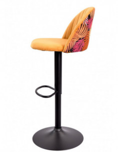 Taburete FLOWER, regulable, metal negro, tapizado velvet...
