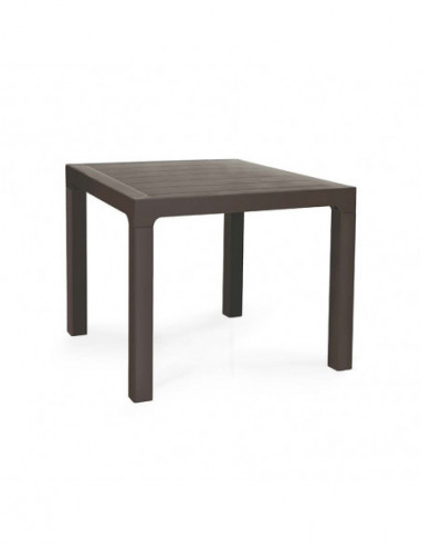 Mesa TROPICAL, lisa, polipropileno marrón chocolate, 80 x 80 cms