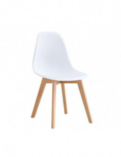 Silla MARAIS, madera, polipropileno blanco