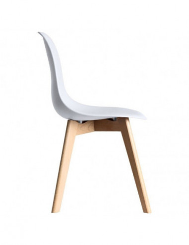Silla MARAIS, madera, polipropileno blanco