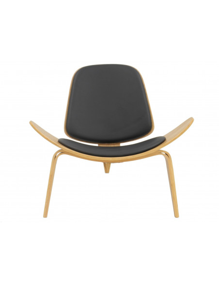 Sillón NORDIC (R), fresno, similpiel negra