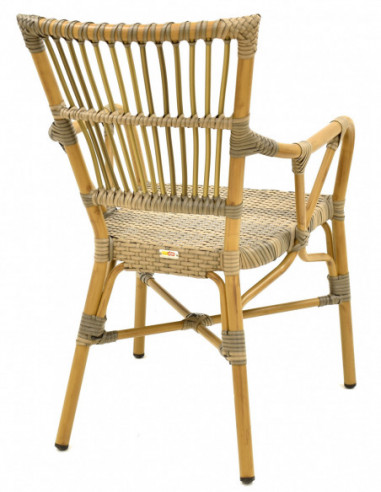 Sillón PAROS, apilable, aluminio, ratán marrón...