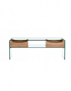 Mesa TV LIBRA, cajones, cristal curvado, 120 x 35 cms 2