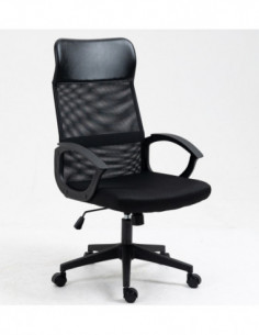 Sillón de oficina VERTON, negro, malla negra, asiento negro